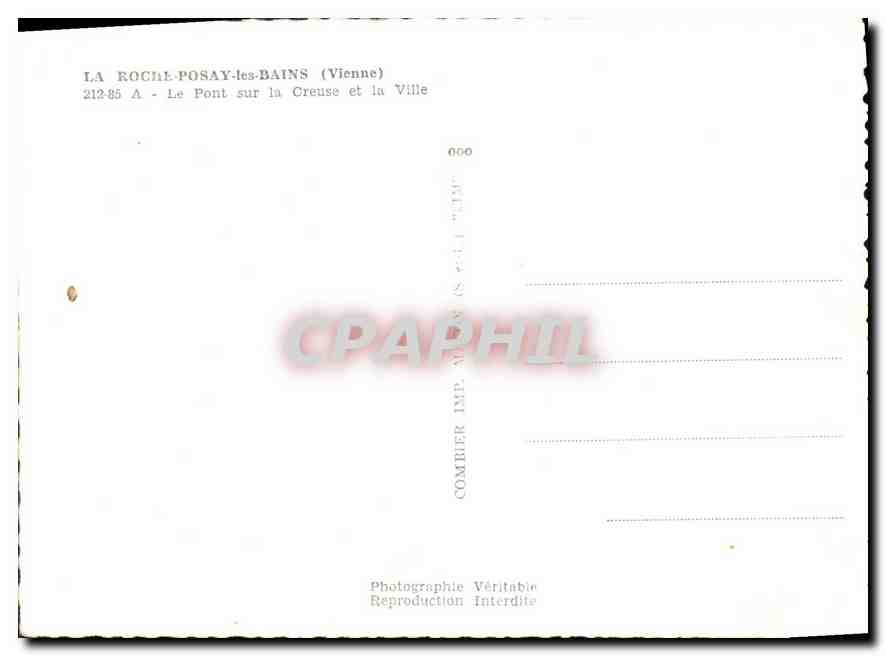 La Rochepot-les-Bains — El Puente sobre la Creuse y la Ciudad — Comlier Imp. 21285 A — Reverso