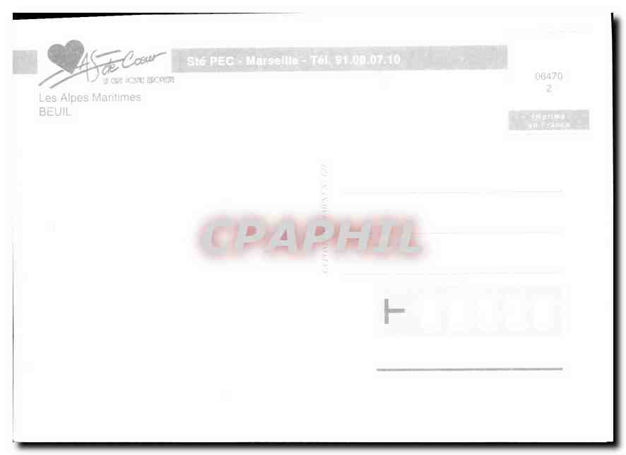 CPM Les Alpes Maritimes Beuil  — Rückseite