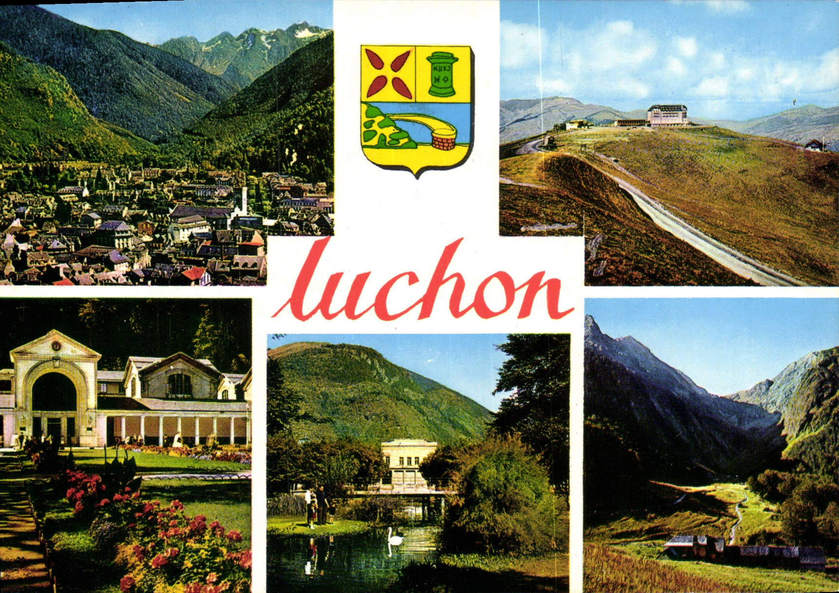 CPM Luchon vue generale et port de Venesque Superbagneres Etablissement thermal Casino hospice de Fr