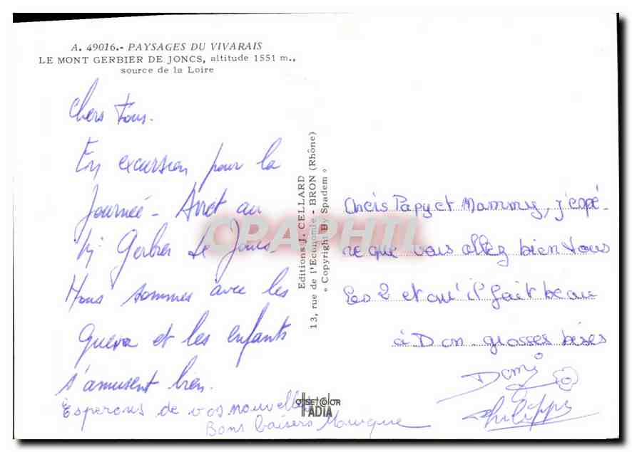 CPM Paysages du Vivarais le mont Gerbier de Joncs source de la Loire  — Rückseite