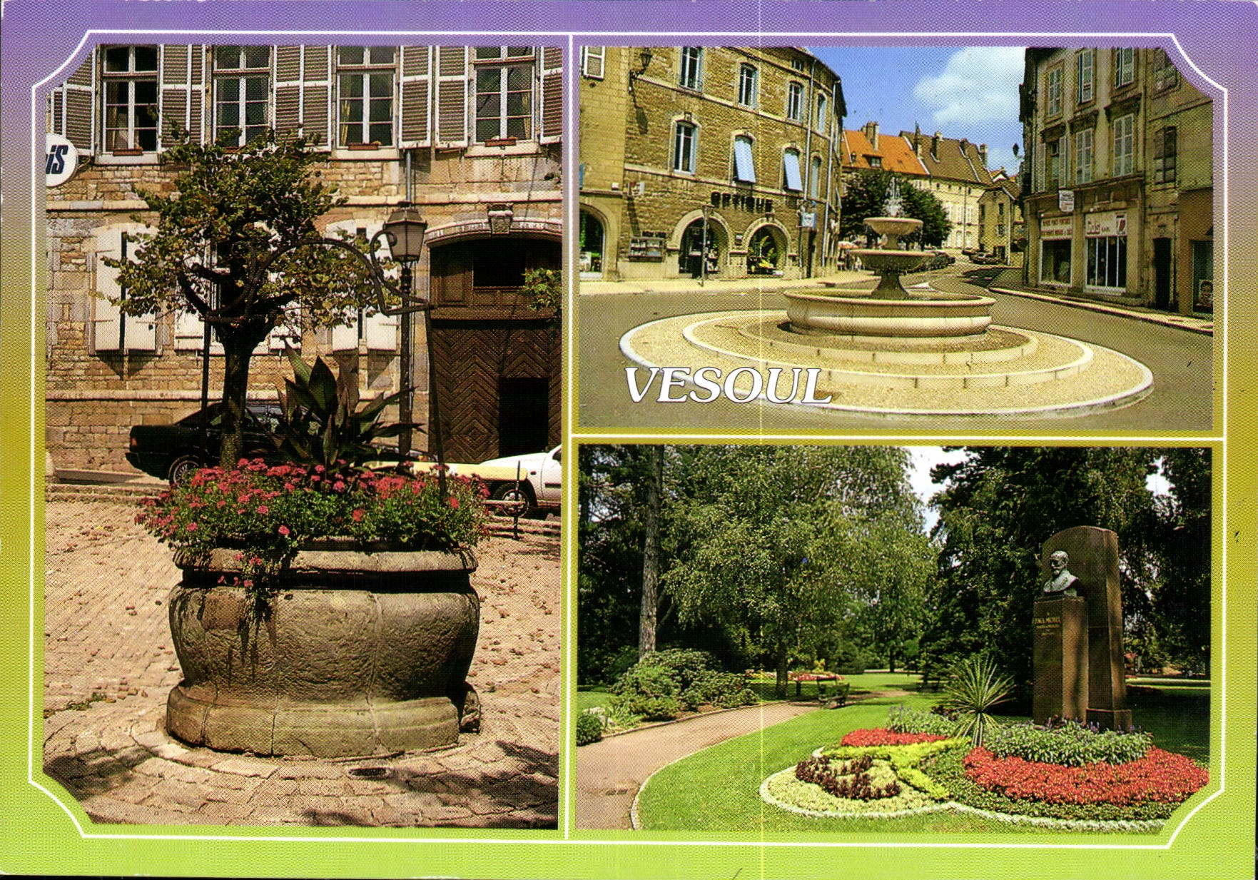 CPM Images de Franche Comte Vesoul Hte Saone Place du Palais de Justice la fontaine le jardin anglai
