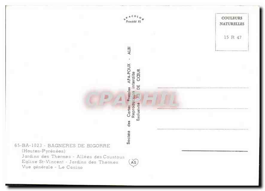 Bagnères-de-Bigorre — vue générale — Société des Cartes Postales APA-POUX - ALBI — Reverso
