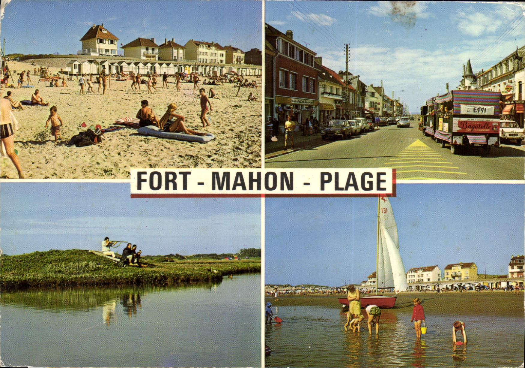 Fort-Mahon-Plage — vue de la plage, rue commerçante et rivière — Arts & Couleurs, n° 8020/NC 4
