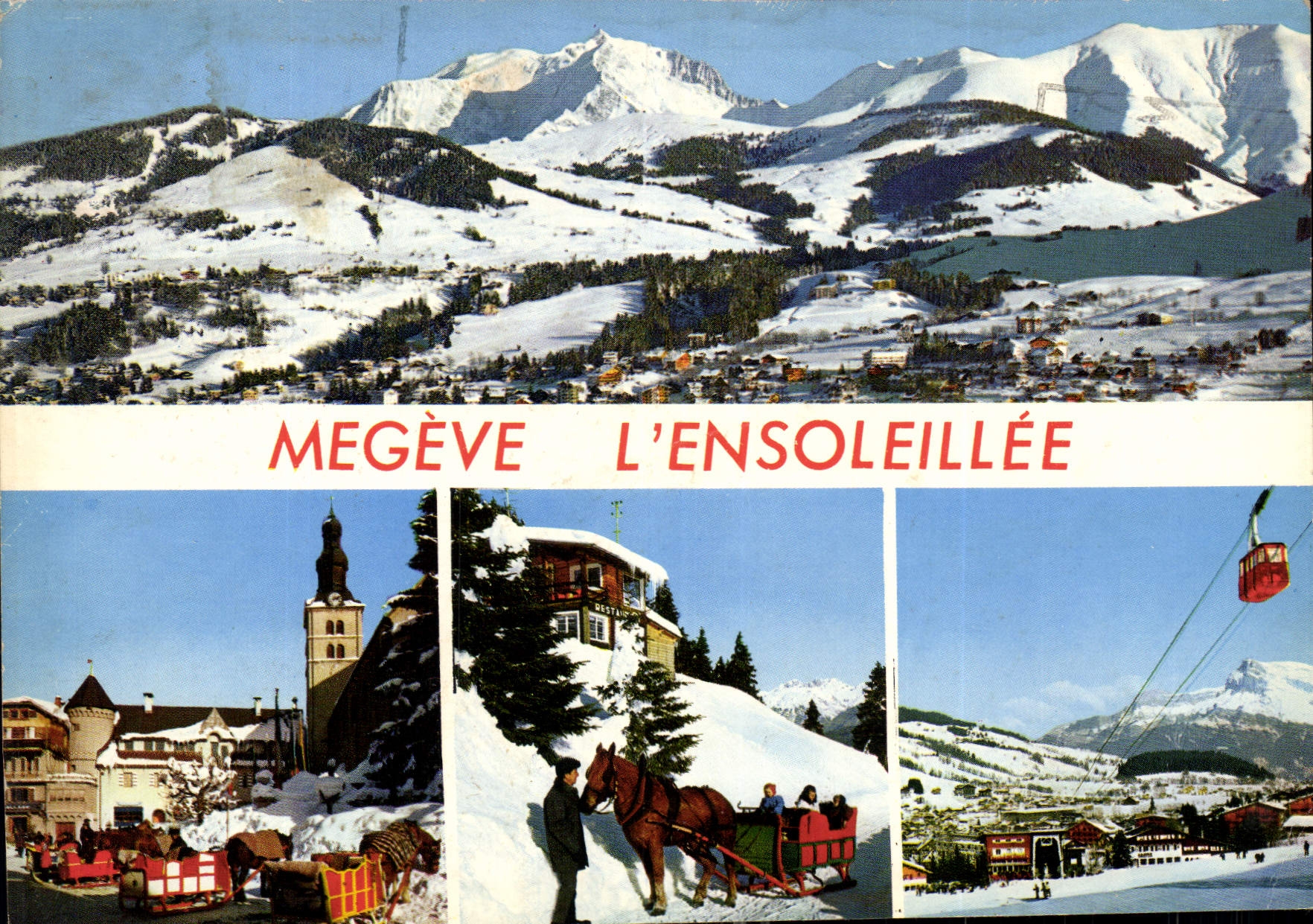 Megève l'Ensoleillée — vue panoramique et scènes d'hiver — éditeur Combière Naturelle