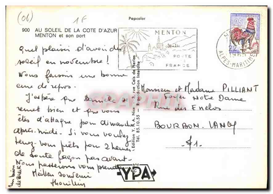 CPM Au soleil de la Cote d'Azur Menton et son port  — Rückseite