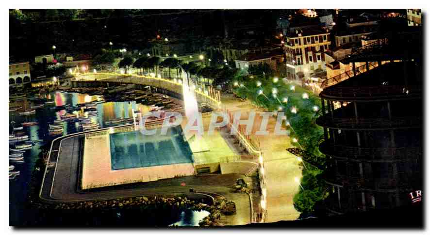 Monaco - Le Quai Albert Ier, la Piscine Rainier III et le Rocher illuminés — Mexichrome, n° 99.138.38