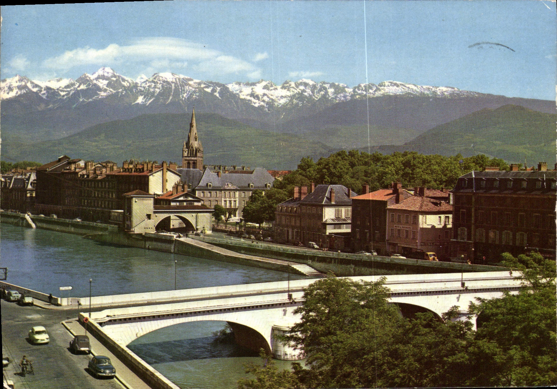 Grenoble — vue sur l'Isère et les Alpes — éditeur KOPAK EKTACHROME