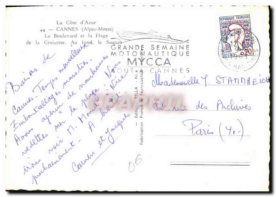 Cannes — La Côte d'Azur — Édition Pella, n°06 — Verso