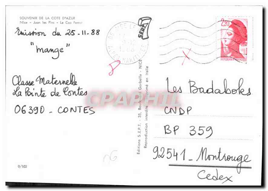 Côte d'Azur — Nice, Juan les Pins, Le Cap Ferrat — Éditions S.E.P.T. — Verso