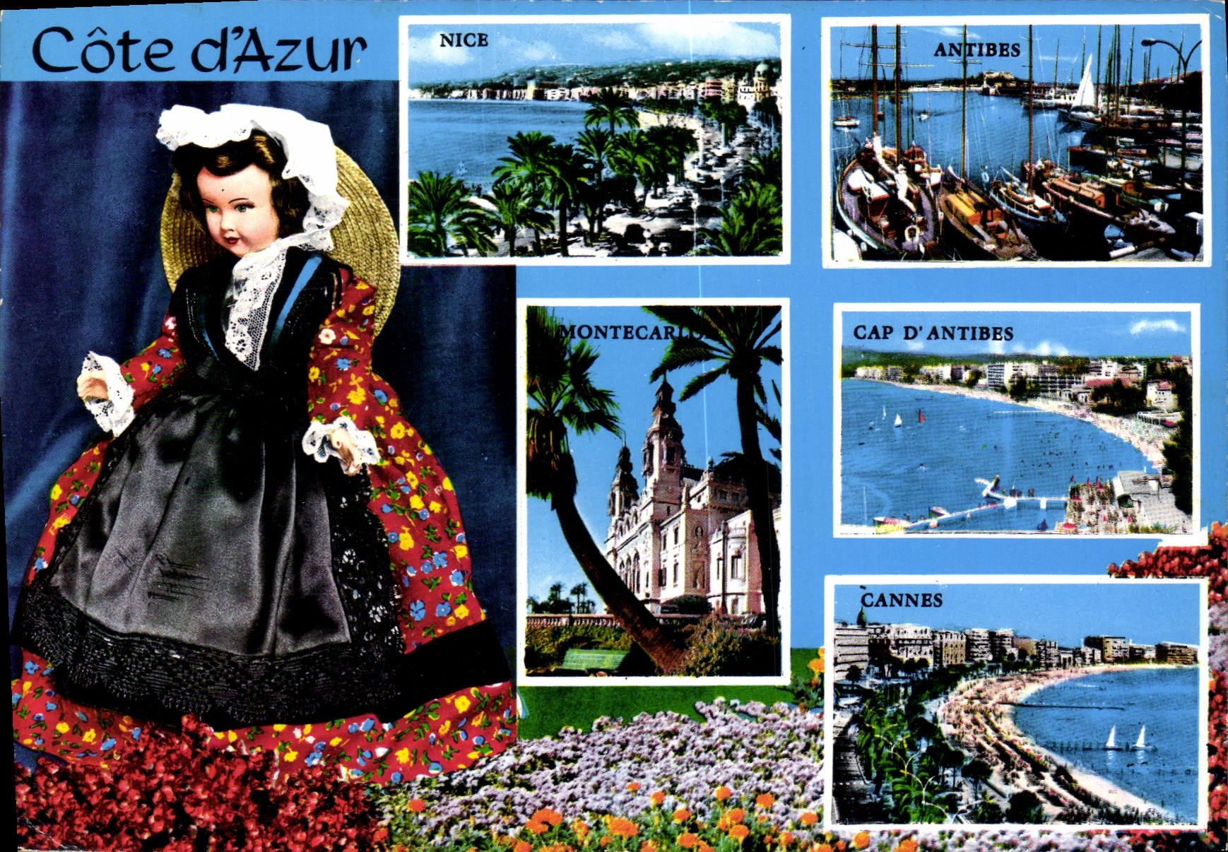 Côte d'Azur — Vue panoramique des villes de Nice, Antibes, Monaco, Cap d'Antibes et Cannes — Éditions S.E.P.T. - Recto