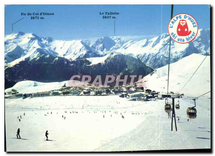 CPM Alpe d'Huez Isere au fond le massif de l'Oisans 
