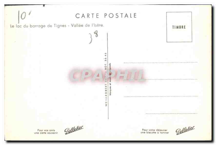 CPM le lac du barrage de Tignes Vallee de l'Isere  — Verso