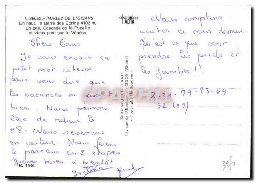 L'Oisans — Monts Écrins et paysages — Éditions J. Cellard — Verso