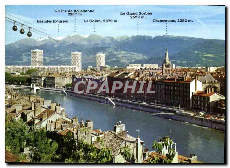 CPM Grenoble Isere Quais de l'Isere telepherique de la Bastille 