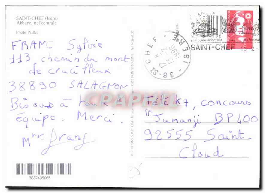 Abbaye de Sainte-Eugénie — Saint-Chef (Isère) — Photo Pailliet — Verso