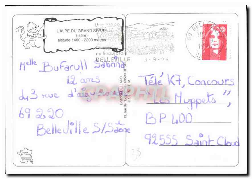 L'Alpe du Grand Serre — station de ski — Éditions CELLARD — Verso