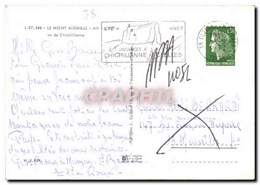 CPM Le Mont Aiguille vu de Chichilianne  — Verso