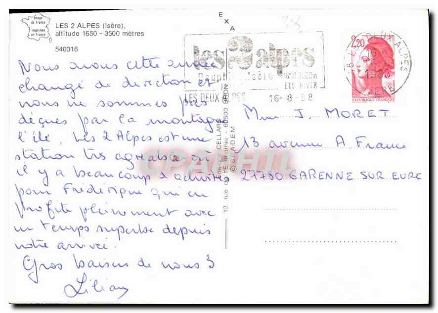 Les 2 Alpes — Skiregion — Verlag Les 2 Alpes, Nr. 540016 — Rückseite