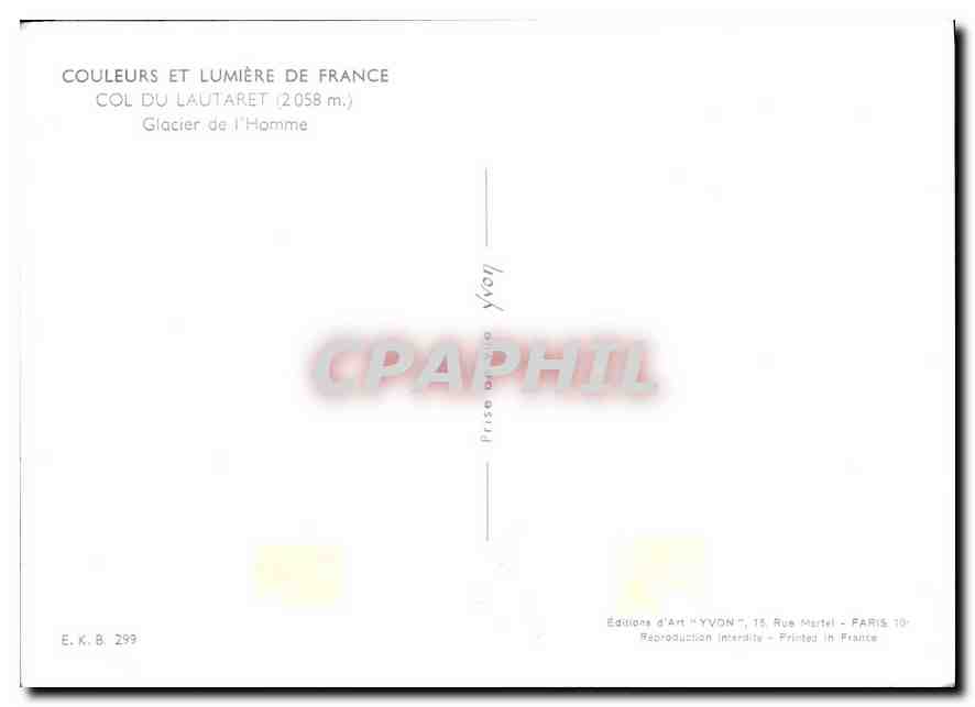 CPM Couleurs et Lumiere de France Col du Lautaret glacier de l'Homme  — Rückseite