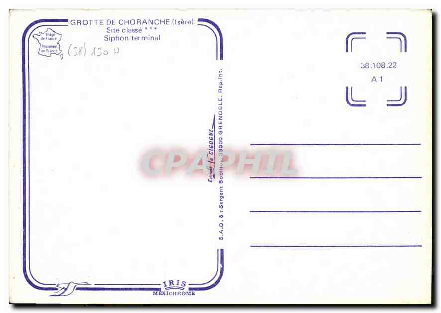 Grotte de Choranche — Siphon terminal — Édition IRIS — Verso
