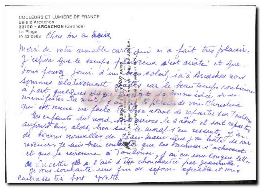 CPM Couleurs et lumiere de France Baie d'Arcachon Arcachon Gironde la Plage  — Rückseite