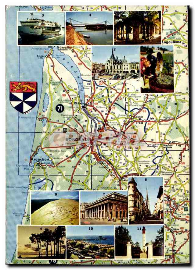 CPM Souvenir de la Gironde d'apres la carte Michelin Vendanges Libourne le Bac la Reole Saint Emilio