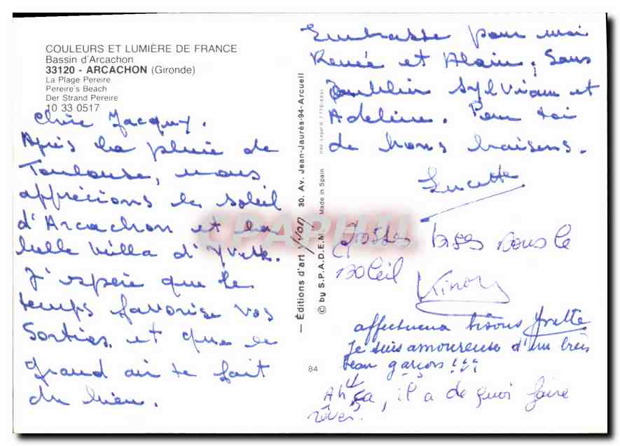 Bassin d'Arcachon — Plage et ville — Éditions d'Art Lyon — Verso