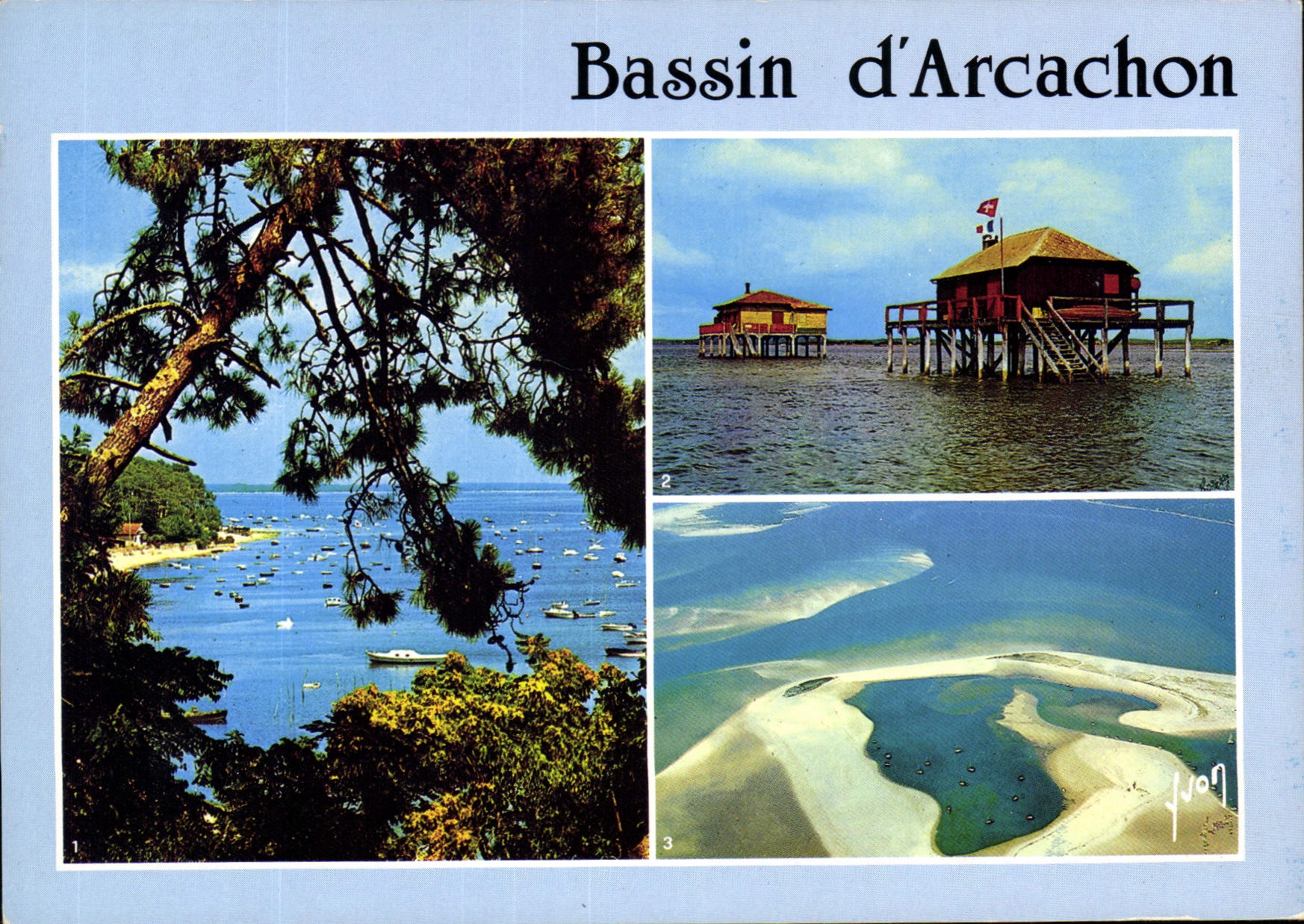 Bassin d'Arcachon — vue panoramique et maisons sur pilotis — Éditions d'art Yvon