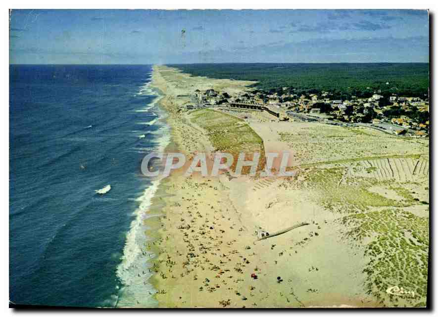 CPM Lacanau Ocean Gironde Vue generale aerienne Son immense plage de sable 