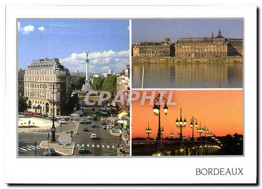 CPM Bordeaux Gironde les Allees de Tourny et la Place de la Comedie la Garonne et la Place de la Bou