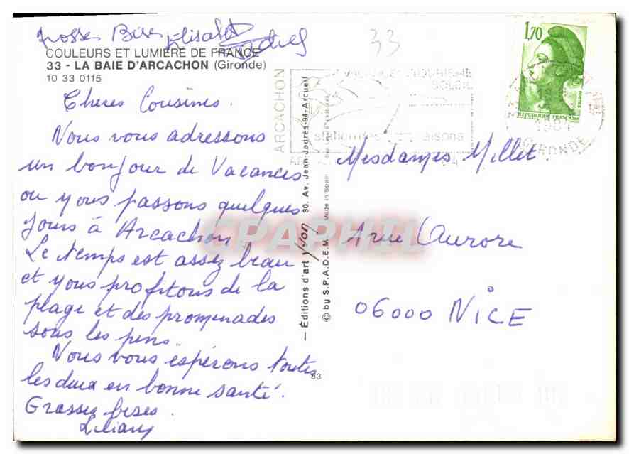 Baie d'Arcachon — Le port de Piraillan, le petit train du Cap-Ferret, la Pointe aux Chevaux — Éditions du S.P.A.D.E.M. — Verso