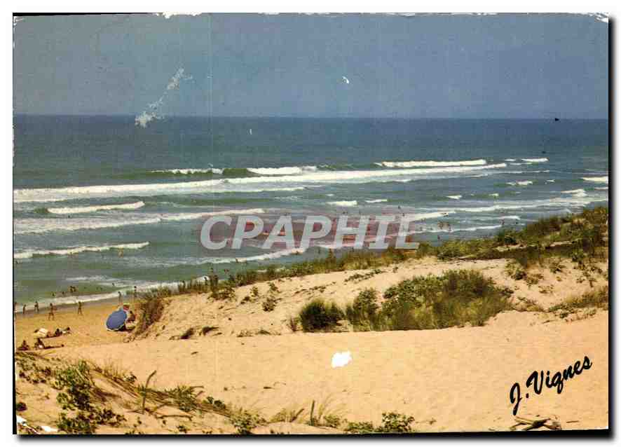 CPM Visage des Landes Plage de la Cote Aquitaine les vagues sont des fleurs breves languides 