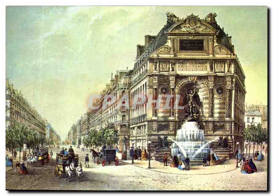 CPM Paris du Temps Jadis le Boul Mich et la Fontaine Saint Michel 
