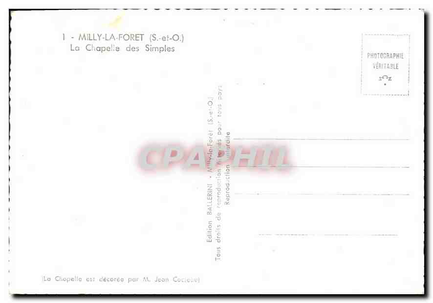 CPM Milly la Foret S et O La Chapelle des Simples  — Rückseite