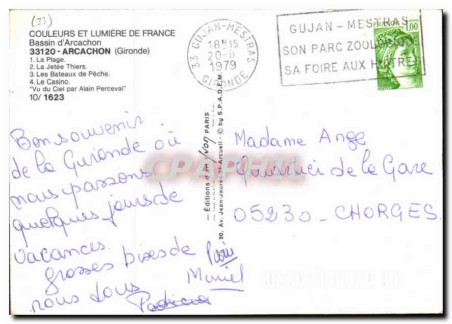CPM Couleurs et Lumiere de France Bassin d'Arcachon Arcachon Gironde la Plage la Jetee Thiers les Ba — Rückseite