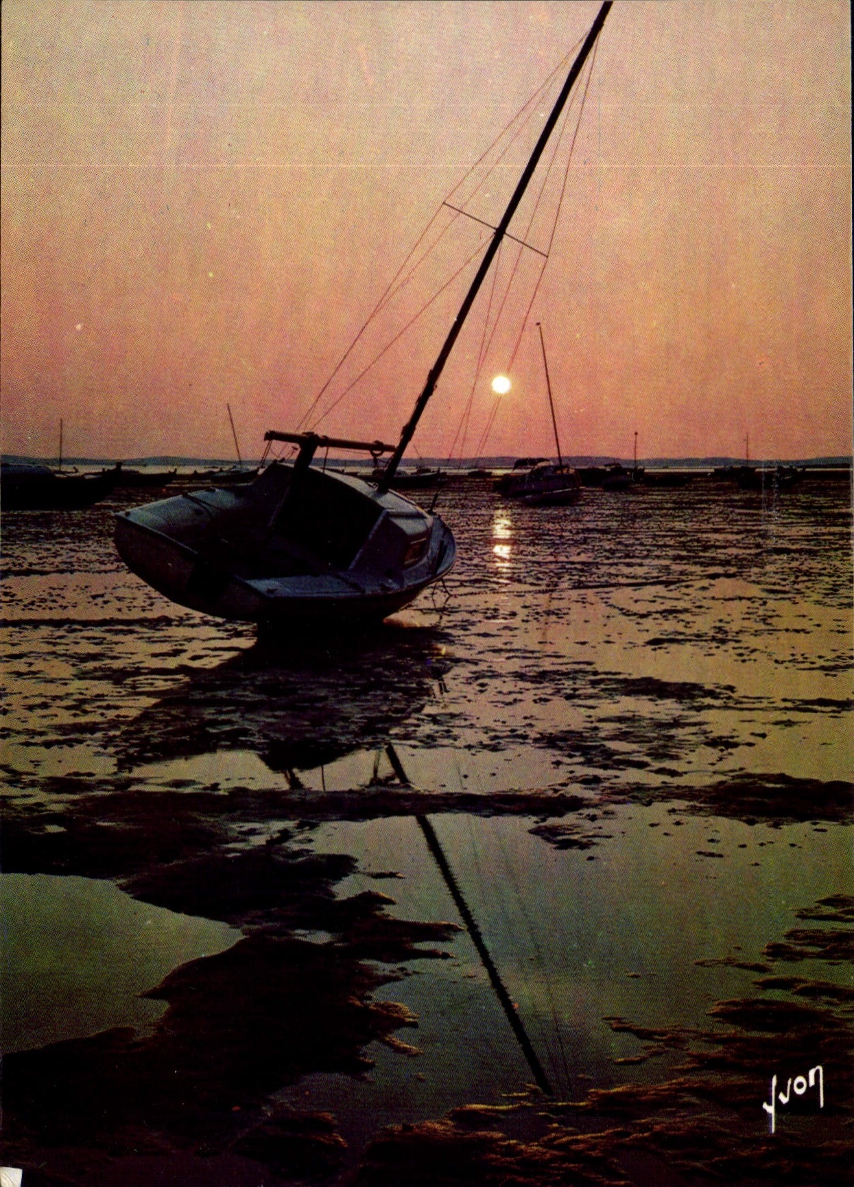 Coucher de soleil à marée basse — Bassin d'Arcachon — Édition d'Art VVon