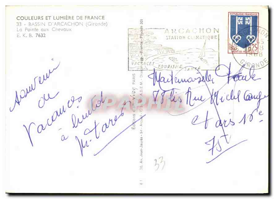 Bassin d'Arcachon — La Pointe aux Chevaux — Éditions Jean-Jaulas — Verso