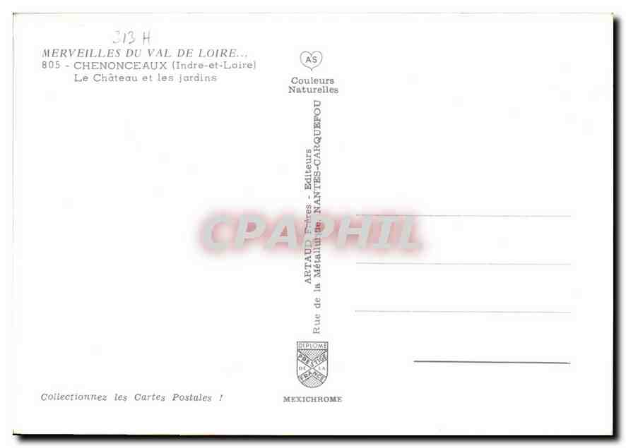 CPM Merveilles du Val de Loire le Chateau et les jardins  — Rückseite