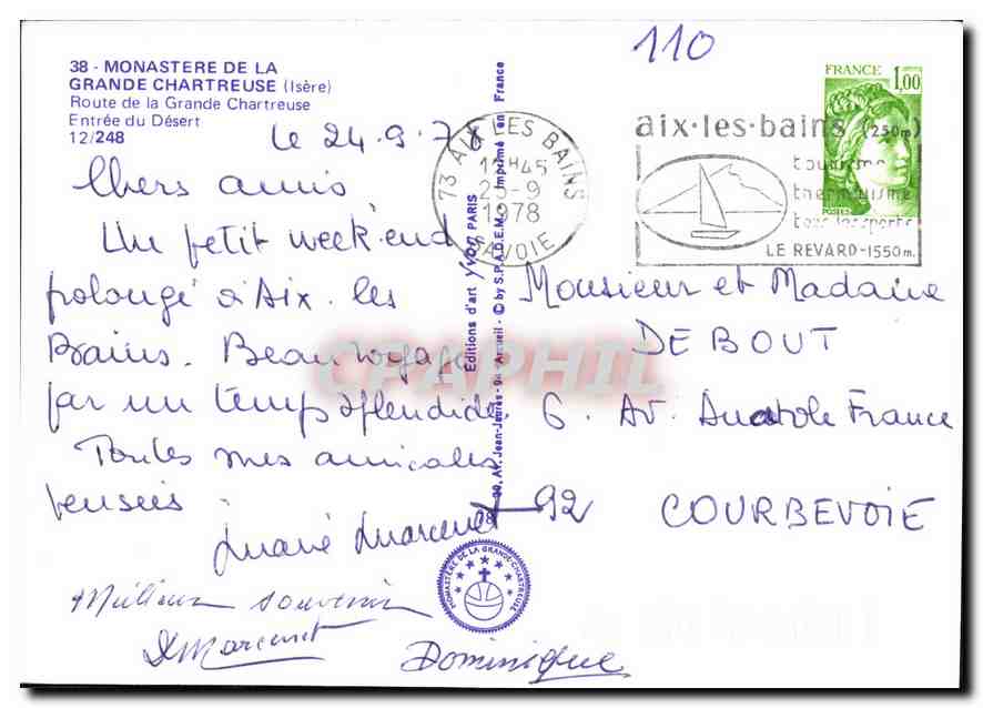Entrée du Désert — Grande Chartreuse — Éditions d'art Jean-Jean — Rückseite