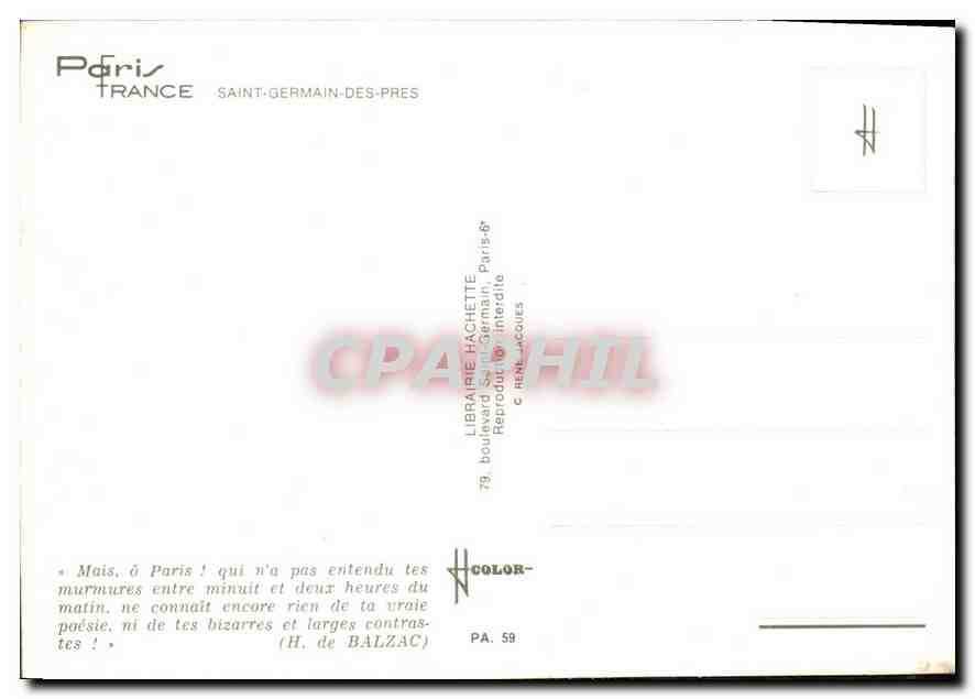 CPM Saint Germain des pres Paris Automobile — Verso