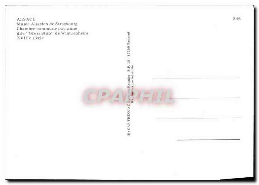 CPM Alsace Musee Alsacien de Strasbourg Chambre commune paysanne — Verso