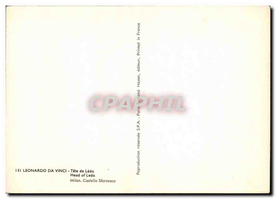CPM Leonardo Da Vincci Tete de Leda  — Verso