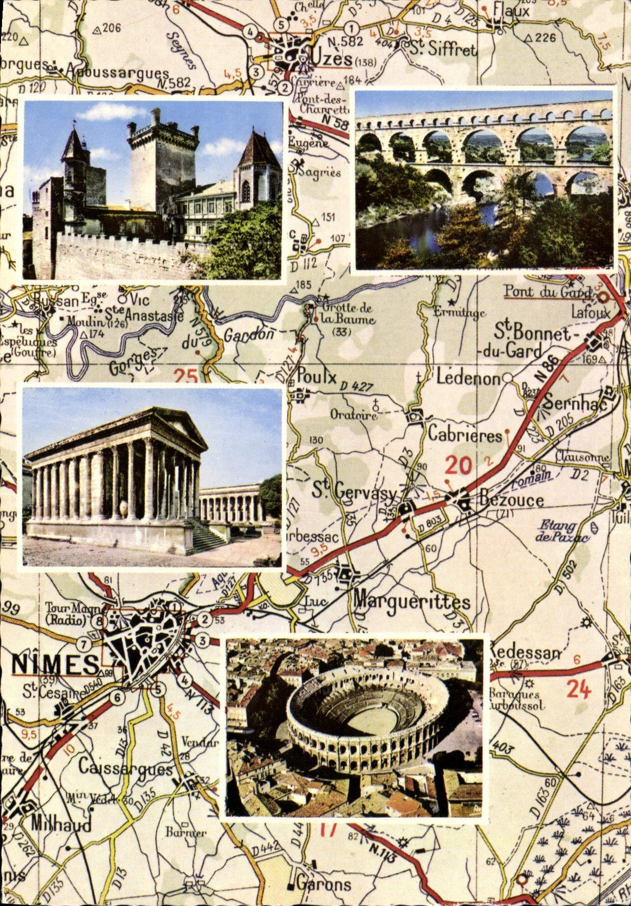 CPM Uzes le Pont du gard Maison Carree Nimes Arenes 