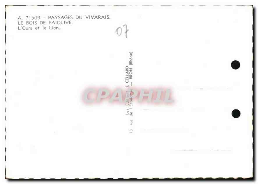 CPM Paysages du Vivarais Le Bois de Paiolive  — Rückseite