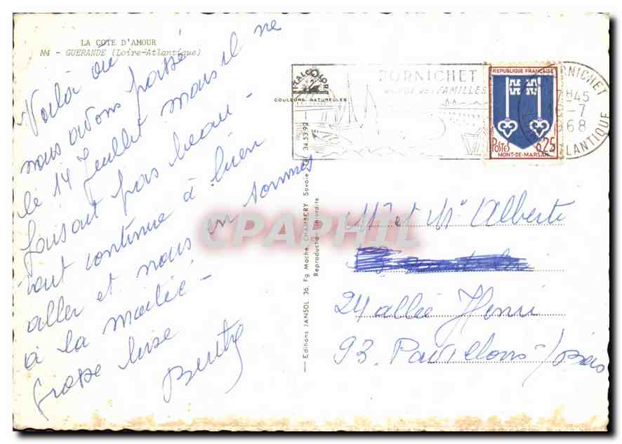 CPM La Cote d'Amour Guerande Loire Atlantique  — Rückseite