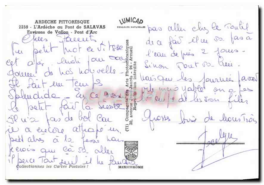 L'Ardeche au Pont d'Arc — Ardeche pittoresque — Lumicap — Verso
