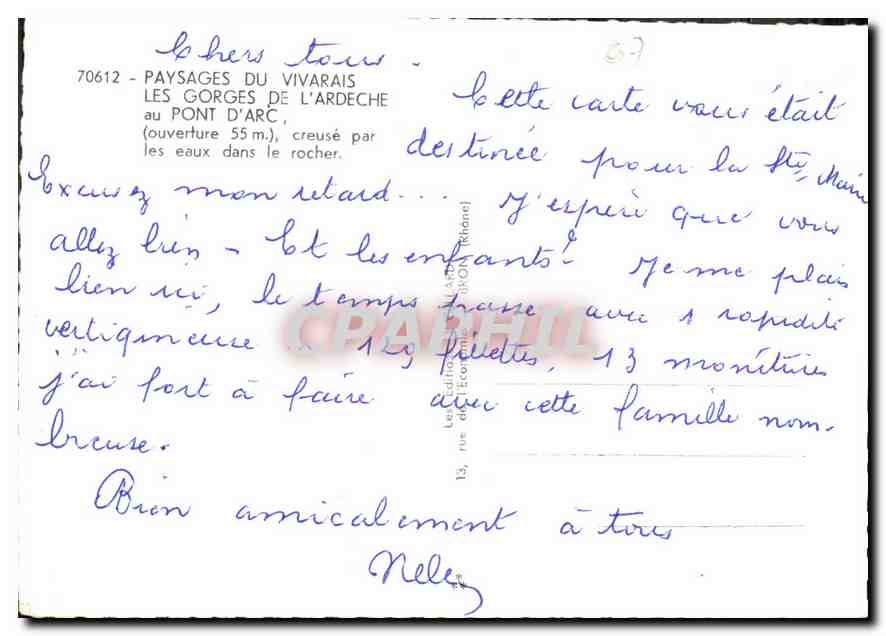 Les Gorges du Vivarais — Pont d'Arc — éditeur Le Studio de l'Économie (18-OK) n°70612 — Verso