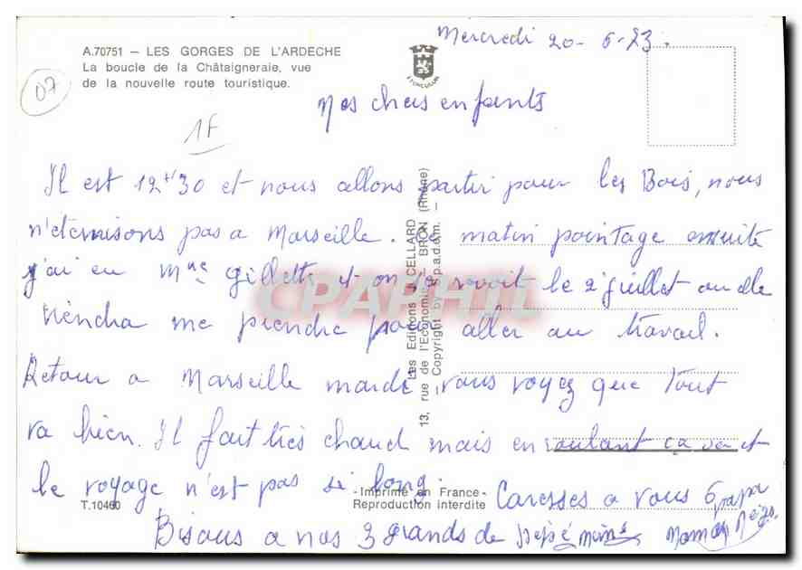 CPM Boucle de la Chataigneraie vue du belvedere du Gaud l'un des aspects les plus grandioses des can — Rückseite