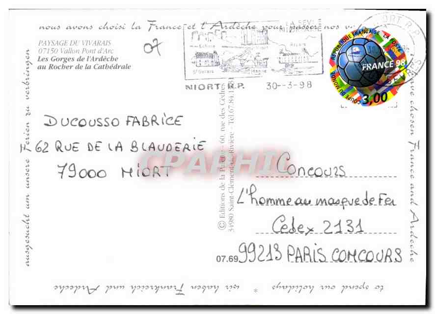 Les Gorges de l'Ardèche — Rocher de la Cathédrale — Éditions de la Pêche, Niort — Verso