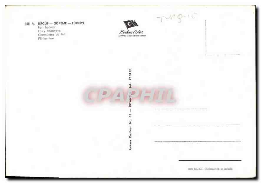 CPM Urgup Goreme Turkiye  — Verso